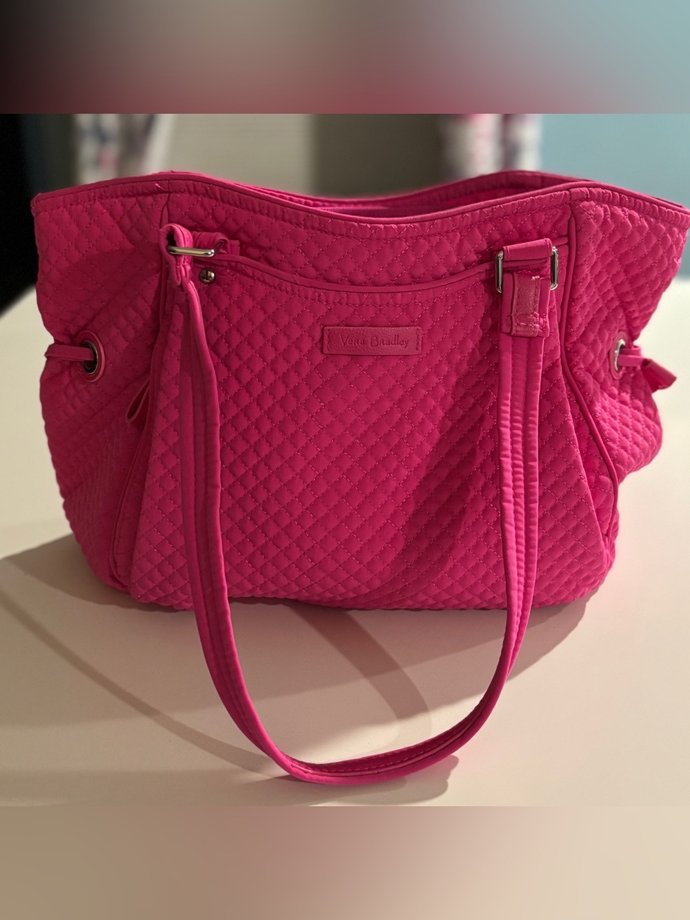 Vera Bradley Glenna Iconic Microfiber Shoulder Bag in Hot Pink